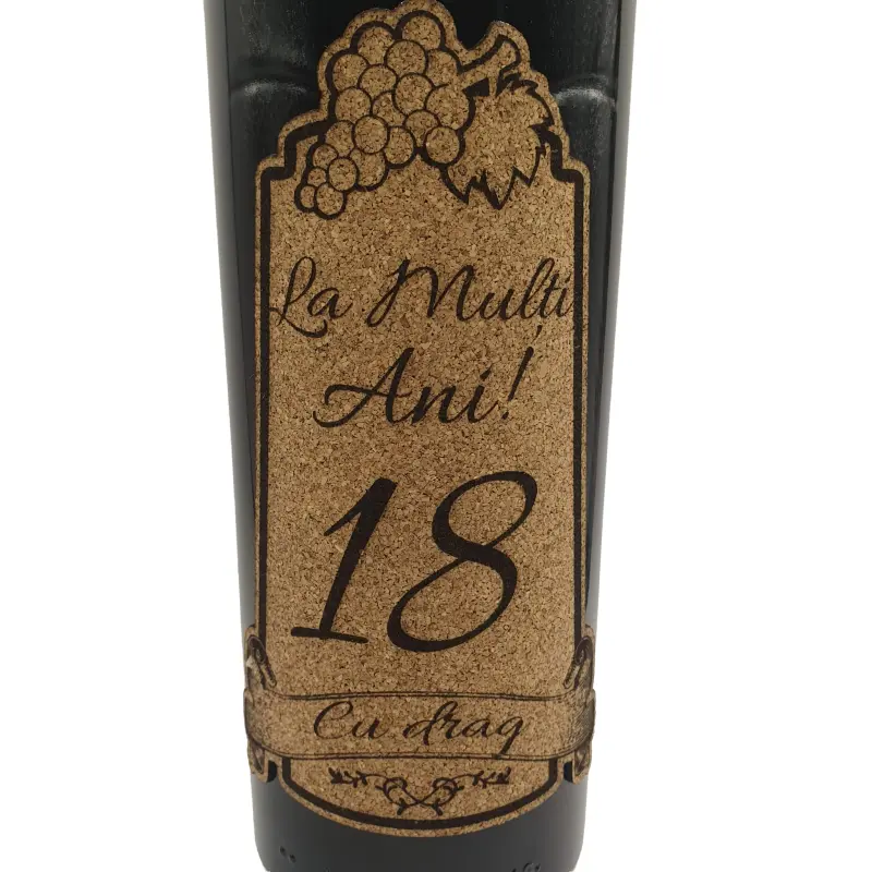 La multi ani 18 editie limitata, eticheta pluta cu mesaj